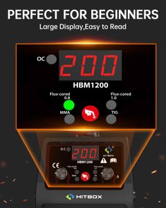 HITBOX 200A Gasless MIG Welder – Portable Flux Core Welding Machine