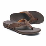 MEGNYA Men's Stability Open Teo Beach Flip Flops, Casual lexible Slip Resistant Sandals, Toe Post Shoes Comfort Slippers Brown Size 11