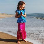 Butterfly Craze Little Girl's Mermaid Costume, Top/Dress with Skirt - Perfect for Birthday Parties, Halloween, School Fairs