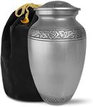 Everlight Memorials Cremation Urns for Human Ashes - Pewter Grecian Classic Large Decorative Urn for Adult Men & Women - Burial Urns for Adult Human Ashes