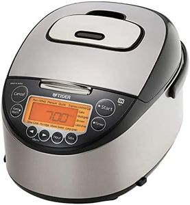 Tiger Corporation JKT-D18U 10-Cup Capacity Induction Heating Electric Rice Cooker with 12 Menu Setting, 24-Hour Keep Warm Setting, Spatula and Measuring Cup (Black and Stainless Steel)