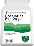 Probiotics For Dogs - 120 Tablets Chicken Flavour - Yeast Infection Treatment - Diarrhoea, Wind, IBS Remedy for a Happy Tummy - Itchy Skin Relief - Dog Probiotic Prebiotic Support, Digestive Enzymes