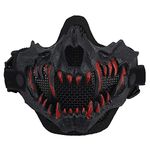 JOYASUS Tactical Half Face Mask, Breathable Airsoft Steel Skull Protective Mask for Shooting CS Paintball Hunting Halloween Costume Party