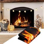 DEMEDO Magnetic Fireplace Cover for Inside Fireplace Stops Heat Loss, Fireplace Blanket Draft Stopper for Winter & Summer, Hot & Cold Air Blocker, 39”W X 32”H Insulated Fireplace Draft Cover- Flame