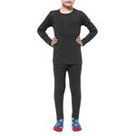 GA COMMUNICATIONS KIDS THERMAL WINTER WARM UNDERWEAR FULL SET LONG JOHN BOTTOM AND LONG SLEEVE TOP[Charcoal Grey,11-12]