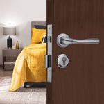 Godrej Mortise Lock | Handle Lock Set | Calla Rossette Home Décor Handle | Matte Black Nickel Finish | 240 mm Lockbody | Eco Pin Cylinder 60 mm Knob from Inside and with 3 Keys,with 5year Warranty