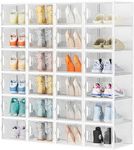 SIMPDIY Shoe Storage Box,24 pcs Shoe Box Clear Plastic Stackable, Shoe Organizer Containers with Lids for Women/Men,Fit up to UK 12