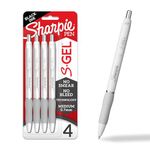 SHARPIE S-Gel, Gel Pens, Medium Point (0.7mm), Pearl White Body, Black Gel Ink Pens, 4 Count (Pack of 1)