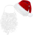 KROGER Santa Hats and Beard for Adults Christmas Costume Decorations Xmas Hats Santa Beard Mask Face Cover for Men Women