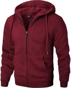 ZITY Men's Zip Up Hoodie Heavyweight Winter Sweatshirt Fleece Sherpa Lined Warm Jacket