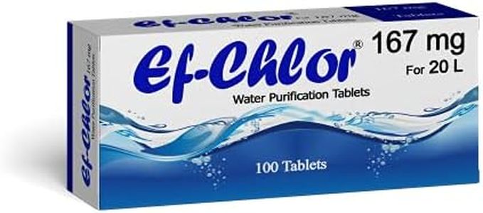 Ef-Chlor 167 mg Water Purification Tablets/NaDCC Tablet / 100 Tablets Pack/Rapidly Effective Against Bacteria, Viruses, and Spores/Purifies 20 Liters of Drinking Water per Tablet