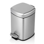 MoNiBloom 1.6 Gallon Slim Bathroom Step Trash Can with Odor Filter, 6 Liter Pedal Stainless Steel Small Garbage Bin for Home Office Bedroom Business Use, Space-Saving