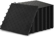 Garage Floor Tiles, 48 Pack 12" x 12" Interlocking Flooring Tile, Non-Slip Diamond Plate Floor Covering for Garages, Warehouse, Basements, Gyms Black
