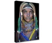 Tucocoo Wall Decorations for Living Room Indigenous African Pictures African American Woman Painting on Canvas Contemporary Artwork Home Decor Wooden Framed Gallery-Wrapped Ready to Hang(24''x36'')