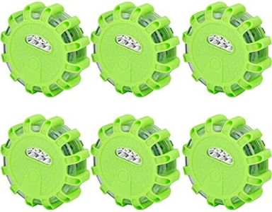 CICMOD LED Road Flares Roadside Safety Emergency Lights Beacon Disc Flashing Warning Flare Kit with Magnetic Base, Hook, 9 Lighting Modes for Car Truck Boats - 6 Pack
