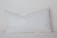 Eastwarmth King Size Goose Down Feather Hotel Collection Bed Pillows with Grey Piping for Sleeping,100% Cotton Cover White Color King(20x36IN) One Pillow