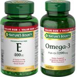 Nature's Bounty Vitamin E Pills And Supplement, Helps Maintain Health, 400Iu, 200 Softgels & Fish Oil Pills, Omega 3 Supplement, Helps Support Cardiovascular Health, 1200mg, 200 Softgels