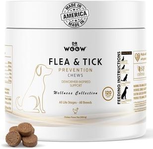 Dog Flea & Tick Prevention Chews – Daily Defense Supplement for Parasites, Gut & Immune Support – Natural Formula Soft Chews – Made in USA – Dr. Woow (120 Ct)
