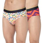 Bummer Men's Printed Micro Modal Briefs Underwear | Ultra Soft & Breathable | Combo Pack of 2 (in, Alpha, L, String Theory,Chevron)