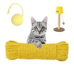 Multicolor Natural Hemp Rope， Repair and Replace Scratching Post， 1/4" Rope Cat Scratch Post DIY Jute Twine,Natural Hemp Rope for Scratching Post Tree Replacement. (Yellow, 20M)