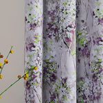 MYSKY HOME Purple Curtains 90 Inches Long 2 Panels Living Room Curtains Half-Blackout Flowers and Leaves Curtains Panels for Bedroom Printed Drapes with Grommet