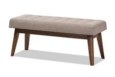 Baxton Studio Bench in Light Gray and Walnut Brown Finish