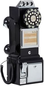 Ryan Bros. American Retro 1950's Payphone with Coin Bank Wall-Mount Corded Phone (Black)