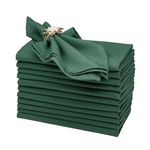 Gala Houseware Spun Polyester Dinner Napkins 18 x 18 inch - Forest Green 12 Pack Solid Washable Cloth Napkins - Ideal for Events, Wedding, Party, Commercial and Home Use.