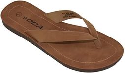 Soda Shoes Women Flip Flops Basic Plain Slippers Thongs Sandals Strap Casual Beach ELLA-S Tan Brown 5.5