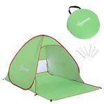 Outsunny Pop up Beach Tent, UV 30+ Sun Shelter with Carry Bag, 2x1.5m for 2-3 Person, Green