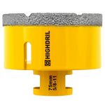 HIGHDRIL Diamond Core Drill Bit,3"(75mm) with 5/8-11 Thread Dry Drilling for Porcelain Tile Ceramic Granite Marble Stone Masonry Brick