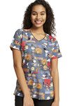 Tooniforms Women Scrubs Top V-Neck TF614, Grateful Snoopy, Small