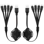 Multi Charging Cable 2 Pack 3FT 4 in 1 Charger Cord with Dual Lightning/Micro USB/Type C Port Compatible with iPhone/Huawei/Samsung Galaxy/Pixel/LG/Tablets and More (Black)