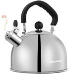 Tea Kettle for Stove Top - Stainless steel Teapot,2 Quart Camping Kettle, Efficient Heating, Audible Whistle, Safe Handle - Hot Water kettle & Tea Pot Stovetop (Silver)