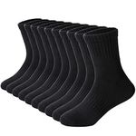 DoSmart Kids Athletic Crew Socks Boys Girls Classics Cotton School Uniform Childs Sports Breathable Casual Socks 10 Pairs, 10 Pairs Black, 9-12 Years