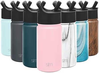 Simple Modern 415 mL Summit Kids Water Bottle with Straw Lid -Travel Hydro Vacuum Insulated Flask Double Wall Liter - 18/8 Stainless Steel -Blush