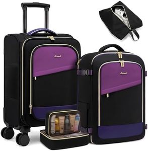 LOVEVOOK 5 Pcs Carry On Luggage 22x14x9 Airline Approved with 40L Laptop Travel Backpack, 20 Inch Carry On Suitcases with Wheels, Rolling Suitcase for Women Men, with TSA Lock Weekender Luggage