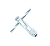 GROZ Tap Wrench with T-Type Ratchet Handle | Tap wrrench for Holding Taps, Reamers, Screw Extractors | Hardened Steel Jaws| Tap Size: M4-M6| TW/R/1-4