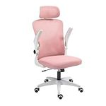 Panana Office Chair Mesh Back Ergonomic Desk Chair with Flip-up Armrest Executive Swivel Computer Chair (High Back Pink)