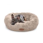 Silentnight Donut Calming Dog Bed - Calming Dog Cat Pet Bed Anxiety Relief Soft Fluffy Doughnut Pillow - Easy Clean Machine Washable Luxury Plush Dog Pillow Basket - 85 cm - Natural