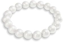 Fashion Simple Ball Round Stackable Single Strand Stretch White Simulated Pearl Bracelet for Women for Teen 10MM