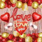 PARTY BREEZE golden rosegold Red Decoration Combo Kit with Banner, Balloons, 39pcs for valentines day anniversary Decoration Boys, Girl, Husband, Wife, Girl Friend, Adult.