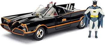 DC Comics 1966 Classic TV Series Batmobile with Batman and Robinfigures; 1:24 Scale Metals Die-Cast Collectible Vehicle