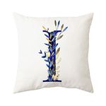 JHOMERIT Spring Pillow Covers Pillow Case 18x18 Inch Spring Throw Pillow Covers Monogram Letter Pillow Covers Plant Blue Accent for Sofa Living Room