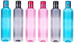 Homeor Unbreakable Plastic Water Bottle I Leak Proof I BPA Free Food Grade Fridge Water Bottle I Ideal for Gym, Office, Home, Travel, College, Easy to Clean, 1 Litre Each, Set of 6, Assorted