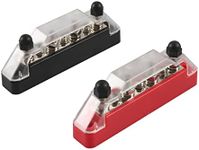 7 Terminals Bus Bar,DC 150A Bus Bar Block with Cover,2PCS Bus Bar Battery Power Distribution Block 4 X M6 Car Terminal Block Studs 3 X M4 Terminal Screws for Car Boat Marine Caravan RV (7 Terminals)