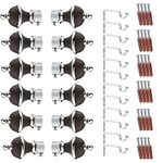 GLOXY Manjira Shape Stainless Steel & ABS Curtain Bracket Parda Holder with Support 1 Inch Rod Pocket Finials Designer Door and Window Rod Support Fittings, Curtain Rod Holder(Brown, Pair of 6)