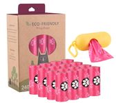 JBBFCAN Dog Poo Bags 240 Pink Large Poop bags with Dispenser,Super Strong 100% Leak Proof Poo bags dogs rolls with Corn Starch Compostable