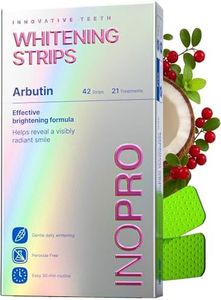 InoPro Teeth Whitening Strips 21 Treatments Kit - Teeth Whitener, Peroxide Free, Green White Strips for Teeth Whitening with Arbutin, Coconut Oil, Deep Stains Removal (42 Strips)