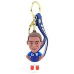 Daiyamondo Cheers on Your Team With Football Player Ronaldo Messi 3D Rubber keychain With Long Ribbon - A Vibrant Accessory for Soccer Fans and Collectors (Blue MGappe Stand)